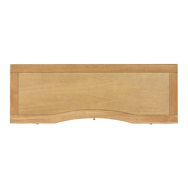 English Elm Jennifer Taylor Home - Dauphin 55" Executive Desk In Natural Brown Rubber Wood - Elegant Design With 3 Soft-Close Drawers B2719P238478