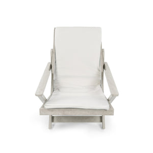 English Elm Pinecrest Outdoor Folding Lounge Chair Recycled Hdpe Reclining Patio Seat with Cushion Sand B2745P409689