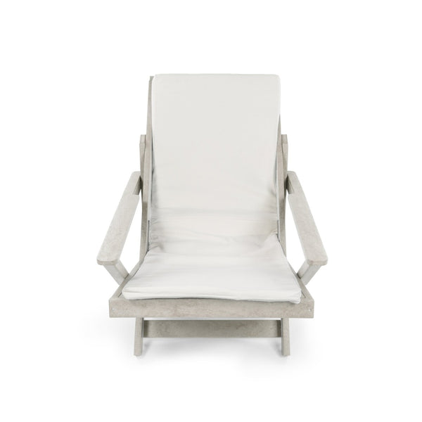 English Elm Pinecrest Outdoor Folding Lounge Chair Recycled Hdpe Reclining Patio Seat with Cushion Sand B2745P409689