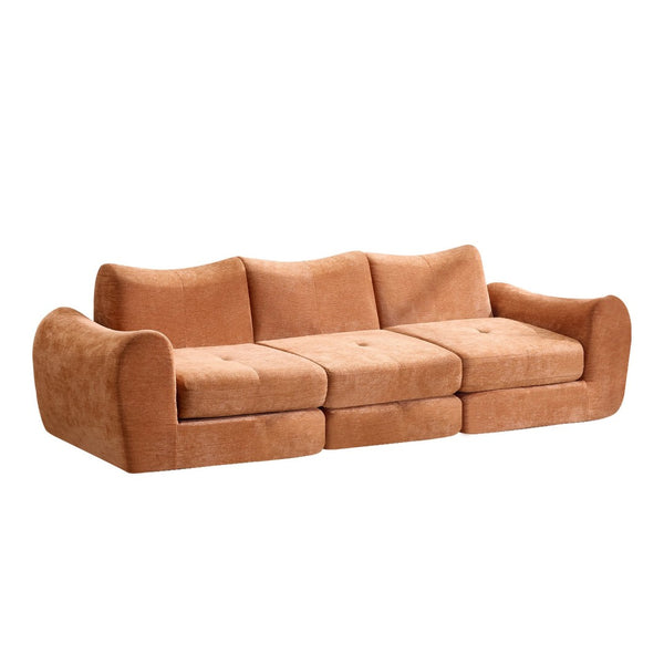 English Elm Modular Cloud Sectional Sofa Bed with Flannelette Upholstery for Flexible Living Orange W1829S00078