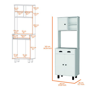 English Elm Tacna Slim Kitchen Pantry Cabinet with Open Shelves Drawer and Two-tone Wengue Finish B128P460142