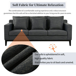 English Elm Mirod Three Seat Sofa Birch Legs Pocket Spring Support Contemporary Living Room Charcoal N760P243326R