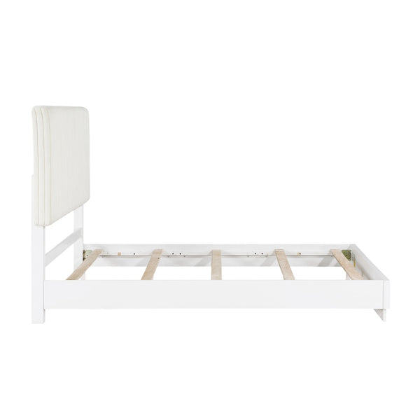 English Elm Luxurious Faux Fur Channel Tufted California King Bed Pearl White Glam Frame B011S02278