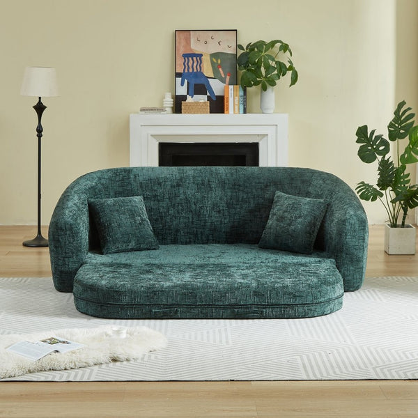 English Elm 87-inch Curved Chenille Convertible Sofa Sleeper with Pull-out Base for Apartment Living W3505P465317