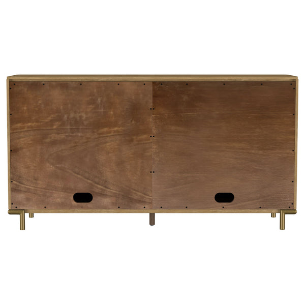 English Elm Benson Sand Wash Sideboard with Cane Fronts — 2 Drawers, 4 Doors, Solid Rubberwood, Textured Warmth B062P374113