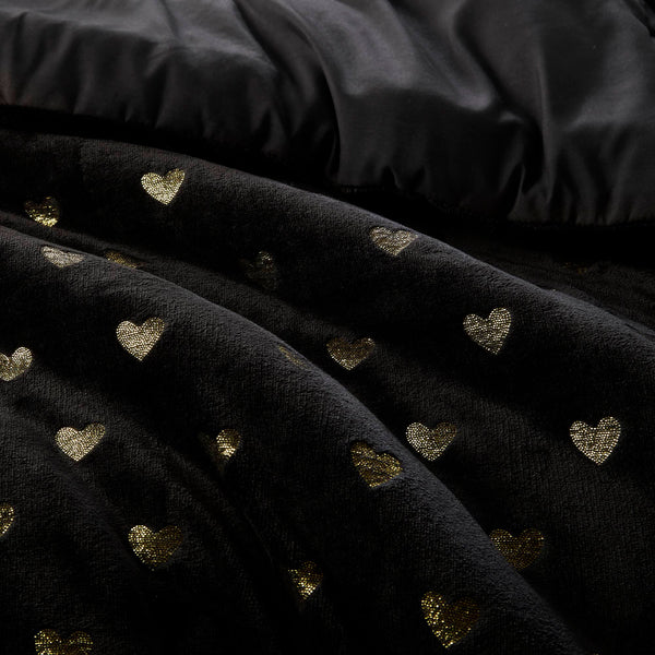 English Elm 3 Pcs Twin/Twin Xl Metallic Plush Comforter Set - Luxurious Black And Gold Glam Bedding Ensemble B035P319891