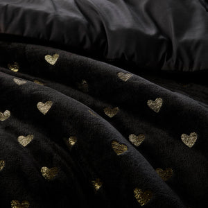 English Elm 4 Pcs Luxurious Black/Gold Metallic Plush Comforter Set With Decorative Pillow For Full/Queen Beds B035P319892