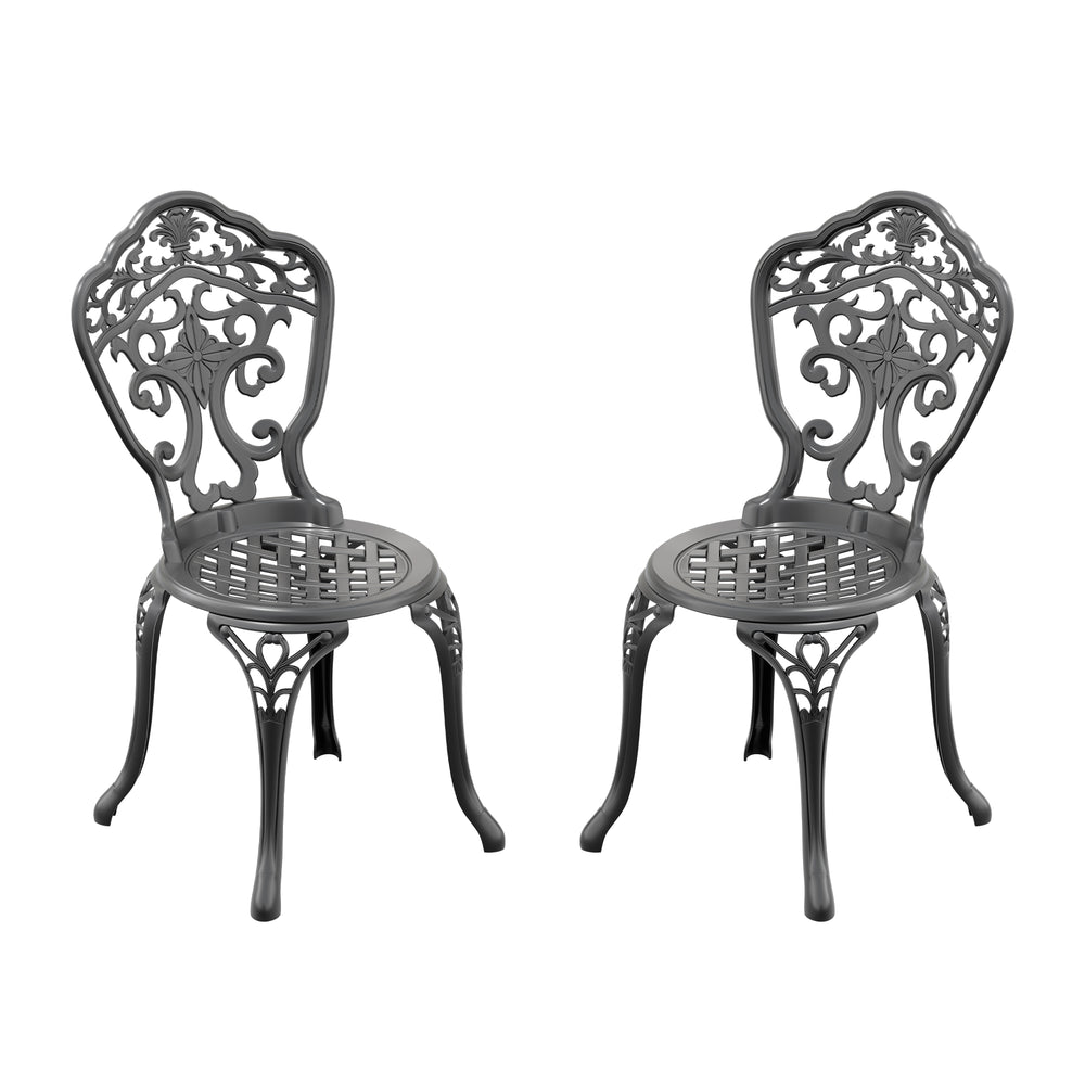 English Elm Cast Cast Aluminum Patio Dining Chair 2PCS Armless Black Frame 350lb Capacity Weatherproof Design W1710P220605