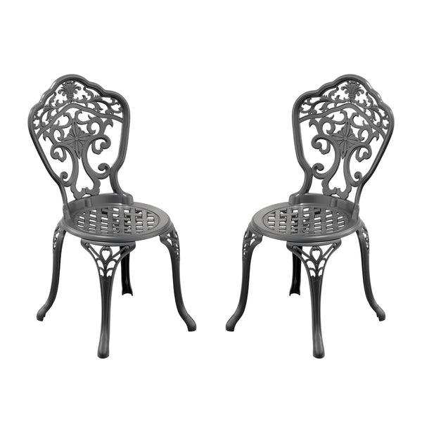 English Elm Cast Cast Aluminum Patio Dining Chair 2PCS Armless Black Frame 350lb Capacity Weatherproof Design W1710P220605