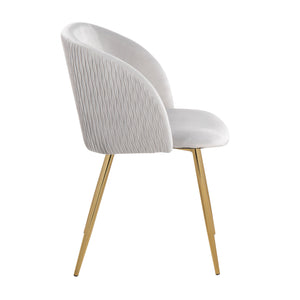 English Elm Fran Pleated Waves Modern Dining Chairs Set Of 2 In Soft Silver Velvet & Gold Metal - Luxurious Comfort B202P223532