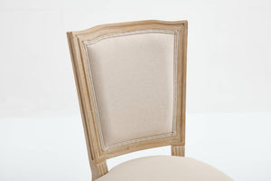 Set of Two Linen Upholstered Solid Wood Dining Side Chairs for Modern Farmhouse Kitchens