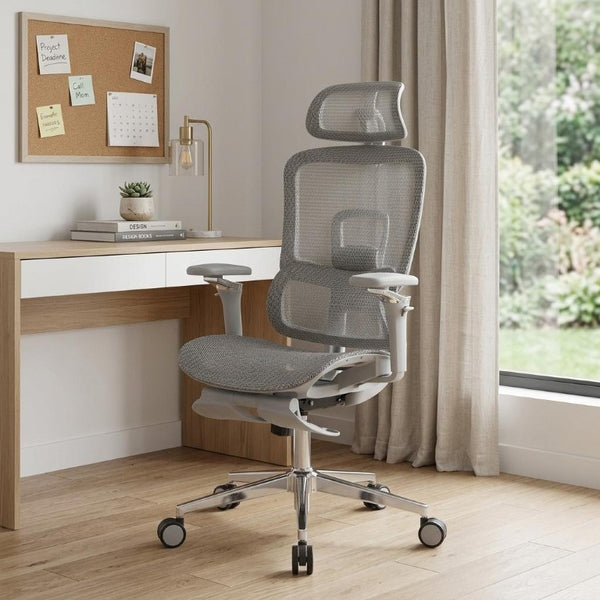 Ergonomic Swivel Gaming Chair with Adjustable Height Rolling Base and Built-in Footrest Support
