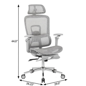 Ergonomic Swivel Gaming Chair with Adjustable Height Rolling Base and Built-in Footrest Support