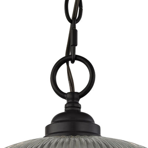 Thomas Lighting Liberty Park Ribbed Glass Dome Mini Pendant Brushed Chain Ceiling Kitchen Light Bronze 12 inches 7681PL/10