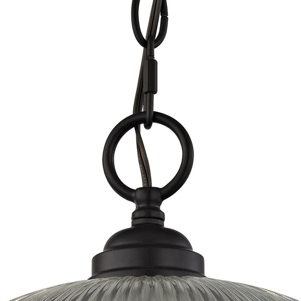Thomas Lighting Liberty Park Ribbed Glass Dome Mini Pendant Brushed Chain Ceiling Kitchen Light Bronze 12 inches 7681PL/10