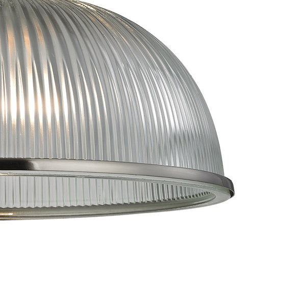 Thomas Lighting Liberty Park Ribbed Glass Dome Mini Pendant Brushed Chain Ceiling Kitchen Light Nickel 12 inches 7681PL/20