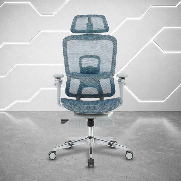 Ergonomic Swivel Gaming Chair with Adjustable Height Rolling Base and Built-in Footrest Support