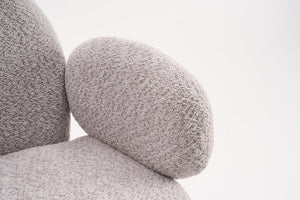 English Elm Boucle Bouclé Fabric Office Chair with Ergonomic Curved Back & Armrests, 360° Swivel, Stable Base Gray T3903P373043