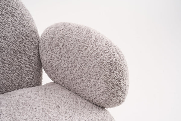 English Elm Boucle Bouclé Fabric Office Chair with Ergonomic Curved Back & Armrests, 360° Swivel, Stable Base Gray T3903P373043