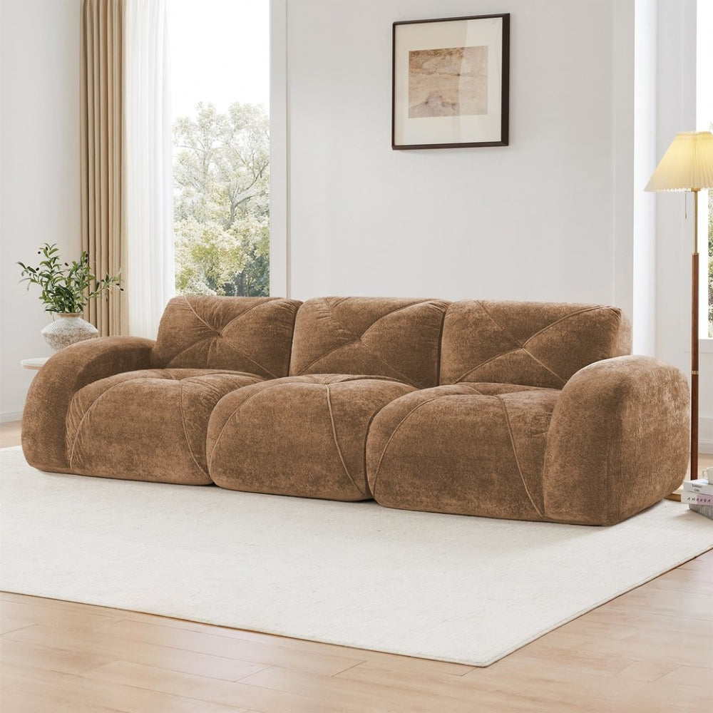 English Elm 110''boneless Velvet Modular Sectional Sofa Tufted Cloud Cushions for Living Rooms W714S01597