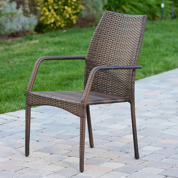 English Elm Outdoor Wicker Patio Chairs Set of Two with Iron Frame for Deck or Garden N769P363845D