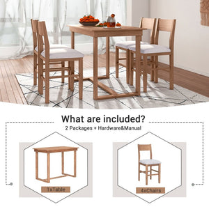 English Elm Topmax Farmhouse Counter Height Dining Set Seats Four with Cushioned Chairs Acacia Veneer SP000230AAD