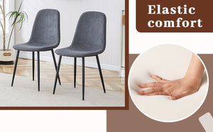 English Elm Table Modern Black Marble Dining Set With 4 Dark Gray Linen Chairs - Stylish, Stable, Easy Assembly W1151S03838-GIGA