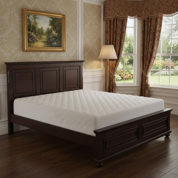 Brown Solid Wood King Bed with Inlaid Panel Headboard for an Elegant Bedroom