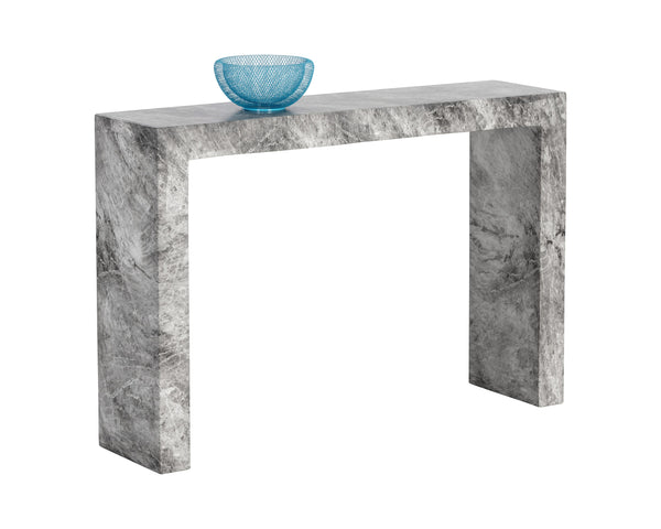 Sunpan Axle Console Table - Bold Concrete Design with Clean Lines for Modern Indoor and Outdoor Spaces Marble Look / Grey