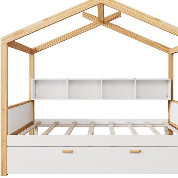 Natural Solid Wood Full Bed Frame Sturdy Farmhouse Style for a Cozy Bedroom Retreat
