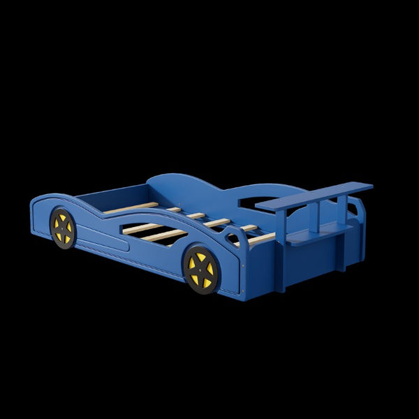 Solid Wood Race Car Twin Bed Frame for Kids Bedroom Fun Sporty Playroom Design