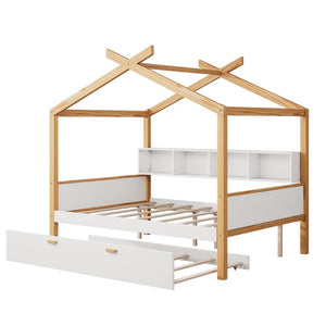 Natural Solid Wood Full Bed Frame Sturdy Farmhouse Style for a Cozy Bedroom Retreat