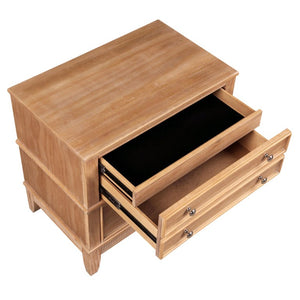 HomeRoots Set of Two Solid Wood Ribbed Nightstands with Three Drawers for Bedroom Storage 768507