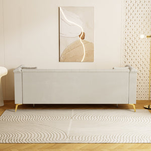 English Elm Fx-P83-Cw4 Stylish Faux Sherpa Sofa With 2 Pillows - Luxurious Comfort & Modern Design For Any Space W576S00222