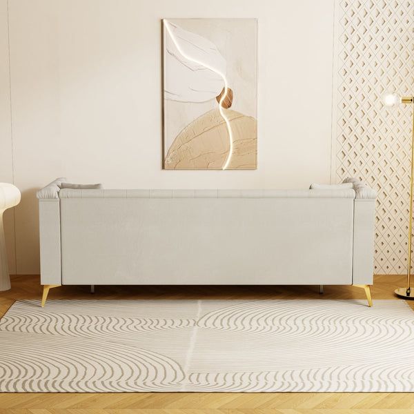 English Elm Fx-P83-Cw4 Stylish Faux Sherpa Sofa With 2 Pillows - Luxurious Comfort & Modern Design For Any Space W576S00222