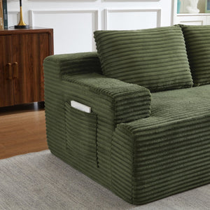 English Elm L-shaped Cloud Sectional Corduroy Modular Sofa Deep Seat Lounge for Living Room W2339P424640