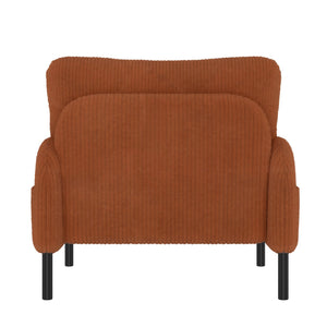 English Elm UNITED Corduroy Accent Chair with Ergonomic Curve, High-Density Foam Seat & Dual Side Pockets for Cozy Living Spaces Orange W1568P307259
