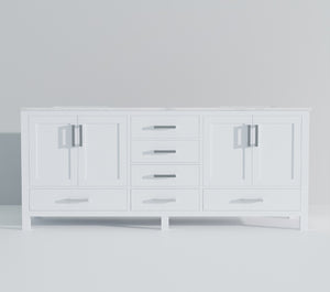 English Elm White Double Bath Vanity 80" W With Carrara Marble Top - Elegant Design, Ample Storage & Durability B2731P258933-GIGA