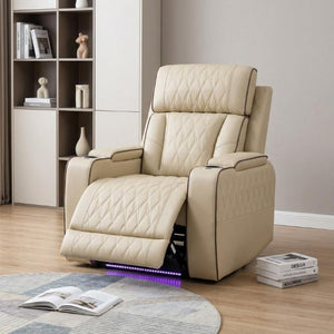 36 Inch Faux Leather Tufted Manual Lift Recliner Chair with Usb Port for Living Room