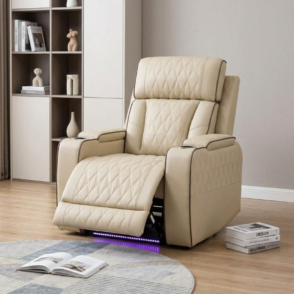36 Inch Faux Leather Tufted Manual Lift Recliner Chair with Usb Port for Living Room