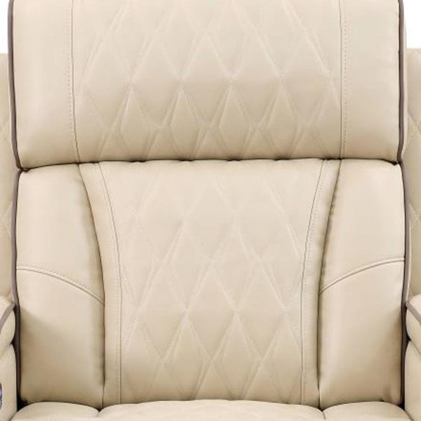 36 Inch Faux Leather Tufted Manual Lift Recliner Chair with Usb Port for Living Room