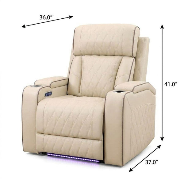 36 Inch Faux Leather Tufted Manual Lift Recliner Chair with Usb Port for Living Room