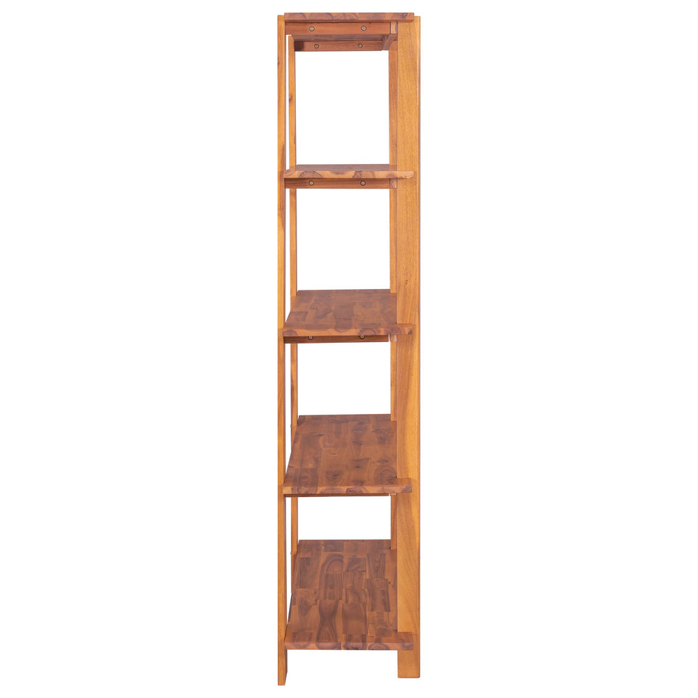 English Elm Christopher Knight Home® - Big 4-Tier Wooden Open Bookcase Acacia Wood Teak Finish — Sturdy 4-Shelf Display, 180 lb Capacity, Anti-Tip Stabilizer (75.5 x 19.5 x 11.4) N758P303160T
