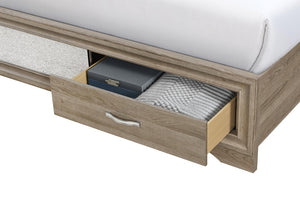 Brown Solid Wood King Storage Bed with Under Frame Drawers for Bedroom