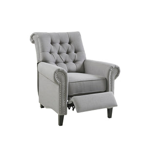 JLA Home Madison Park - Upholstered Aidan Push-Back Recliner Chair in Grey with Button-Tufted Back, Pewter Nailhead Trim & Plush Comfort MP103-0826