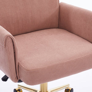 English Elm Mid-back Striped Fabric Office Chair with Gold Base Ergonomic Memory Foam Lumbar Light Pink W2311P420439