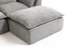 English Elm 102.3" Oversized Modular Sectional Sofa Cotton Linen Deep Seat Lounge with Ottoman Antique Grey W2530S00013