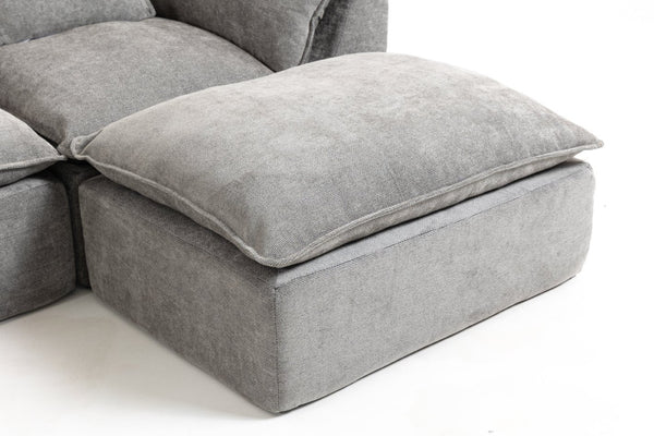 English Elm 102.3" Oversized Modular Sectional Sofa Cotton Linen Deep Seat Lounge with Ottoman Antique Grey W2530S00013