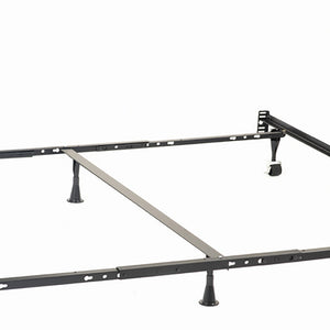 English Elm Deverton Heavy Gauge Steel Bed Frame with Six Leg Support and Matte Black Finish B062P468021
