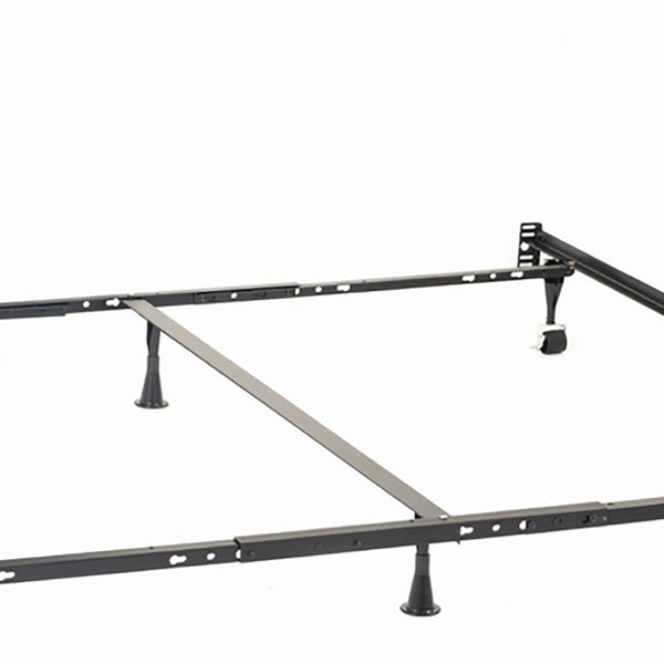 English Elm Deverton Heavy Gauge Steel Bed Frame with Six Leg Support and Matte Black Finish B062P468021
